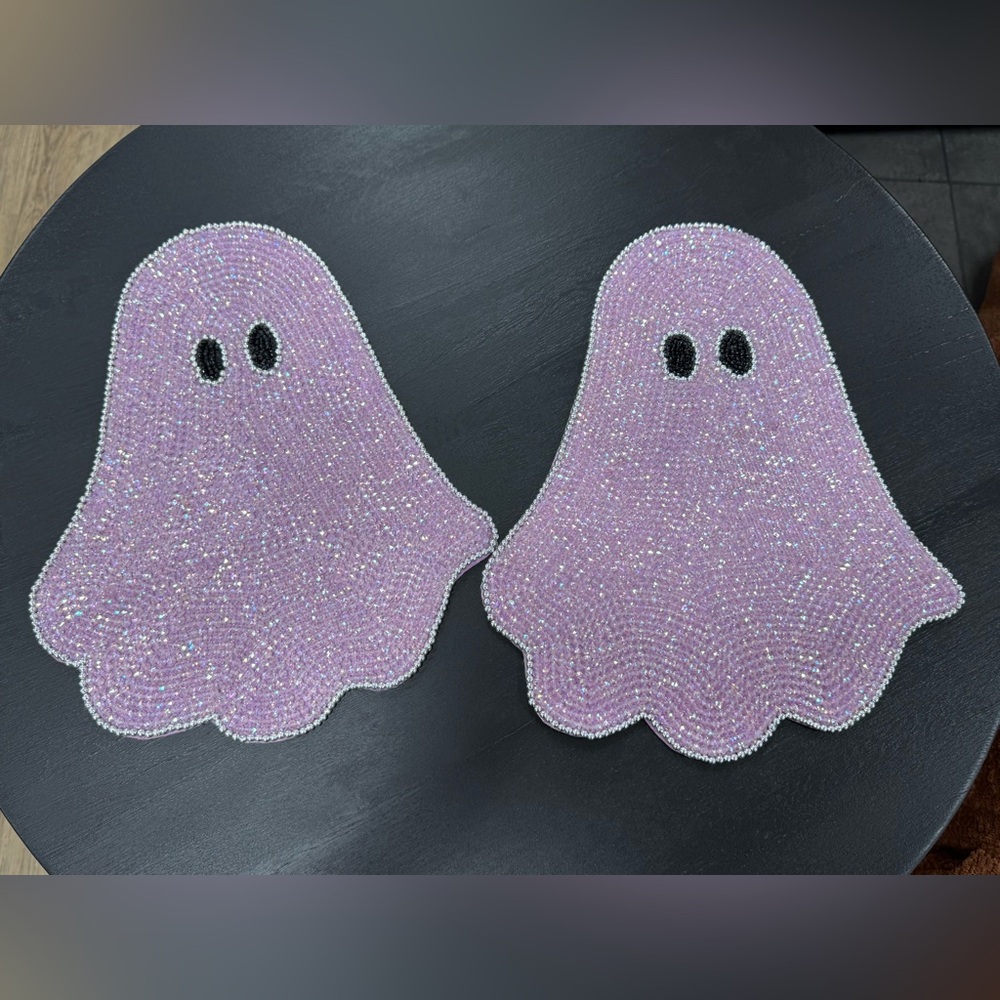 2 Rachel Zoe Purple Ghost Beaded Decor